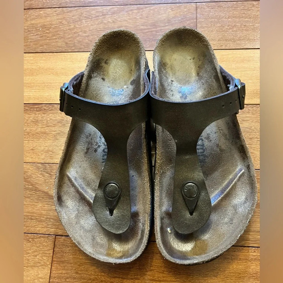 Birkenstock Shoes - Birkenstock Gizah Sandal- Golden Brown Birkibuc Size 36